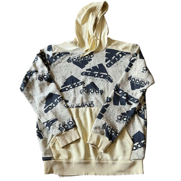 Adidas Men's Sz M All Over Print Yellow and Black Hoodie Sporty Athletic - Picture 1 of 10